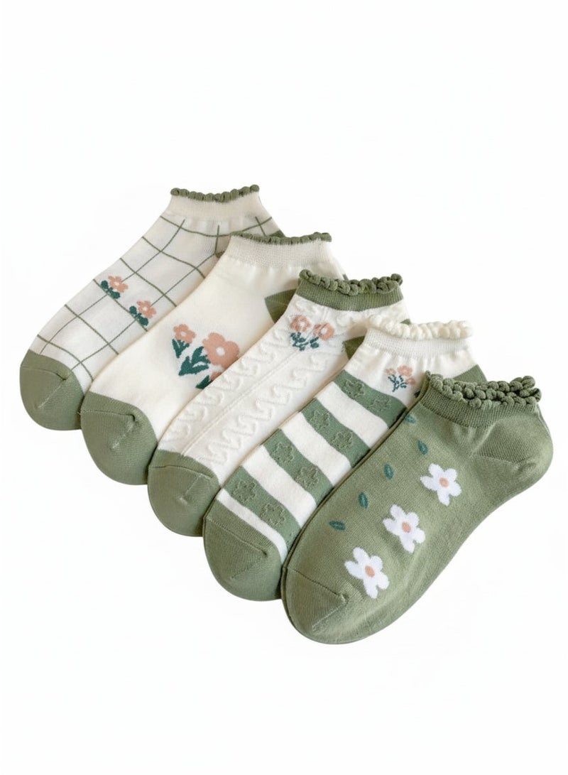 Trendora Women's Cotton Blend Ankle Socks, 6 Pairs, Mixed Colours, Plain Weave, Regular Size, Casual Comfort, Modern Style - Image 1